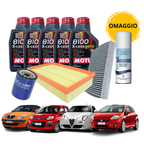 TAGLIANDO 4L OLIO MOTUL 5W40+FILTRI G.PUNTO PANDA YPSILON 500 1.2-1.4-8V BNZ GPL
