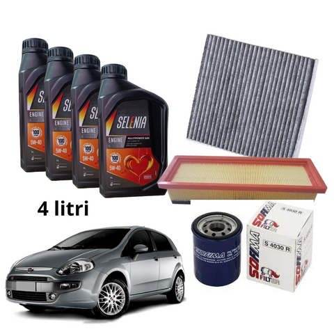 KIT TAGLIANDO OLIO SELENIA WR 5W40 GAS/METANO + FILTRI GRANDE PUNTO BZ 1200/1400