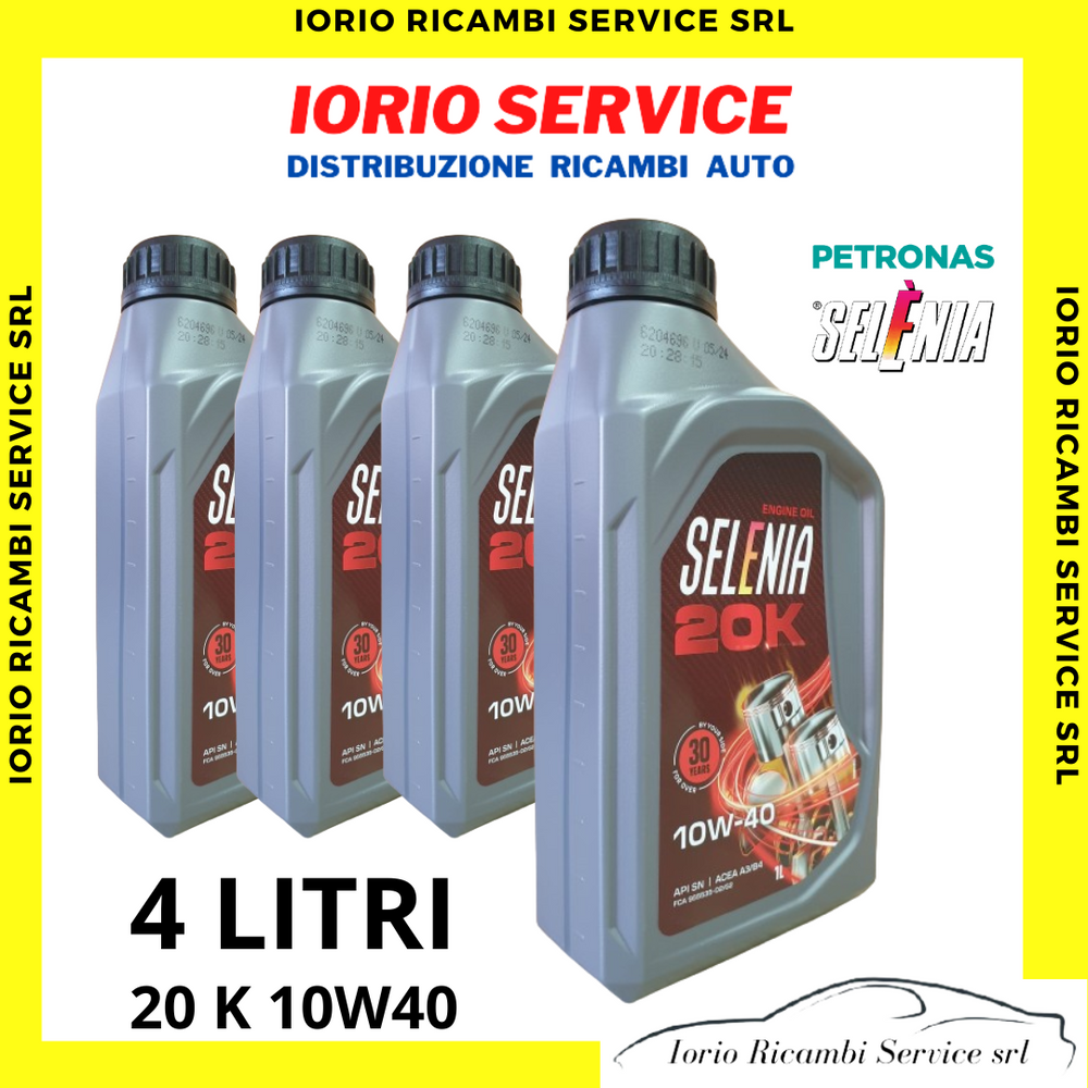 4 LITRI OLIO MOTORE SELENIA 20K 10W40 A3/B3 FIAT 9.55535-G2 MOTORI BENZINA E3 E4