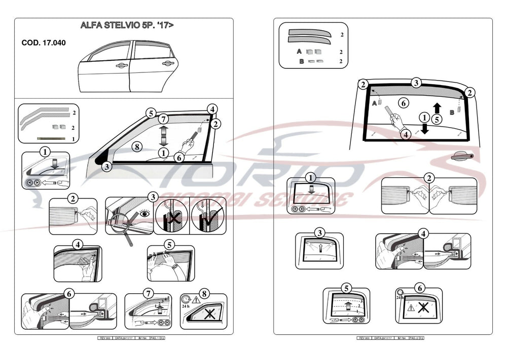 KIT SET 4 DEFLETTORI ARIA per ALFA ROMEO STELVIO FARAD fumè ANTITURBO ANTIVENTO