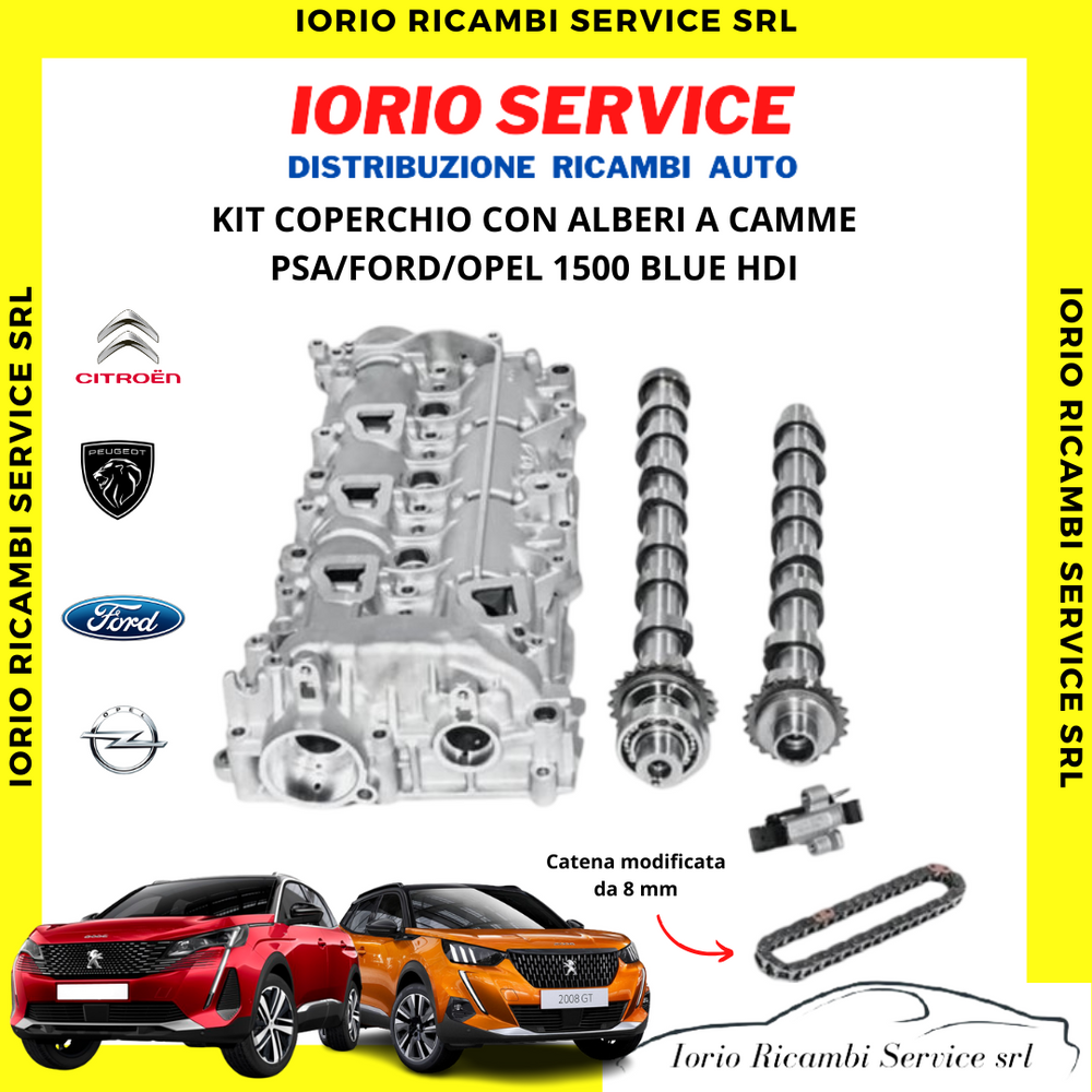KIT COPERCHIO ALBERI A CAMME PSA FORD OPEL 1500 BLUE HDI CATENA MODIFICATA 8 MM