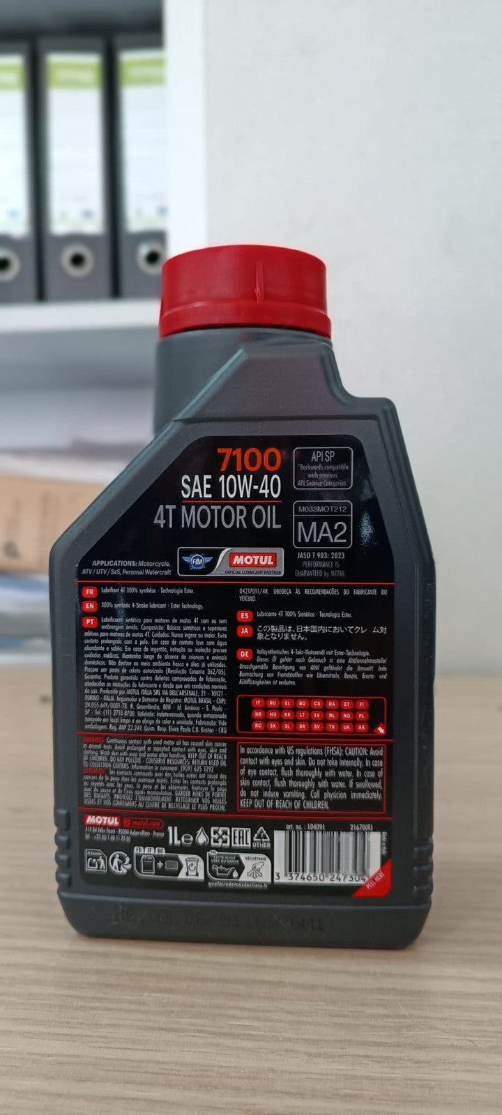 3 LITRI MOTUL 7100 10W40 MA2 4T OLIO MOTORE 100% SINTETICO API SG/SH/SJ/SL/SM/SN