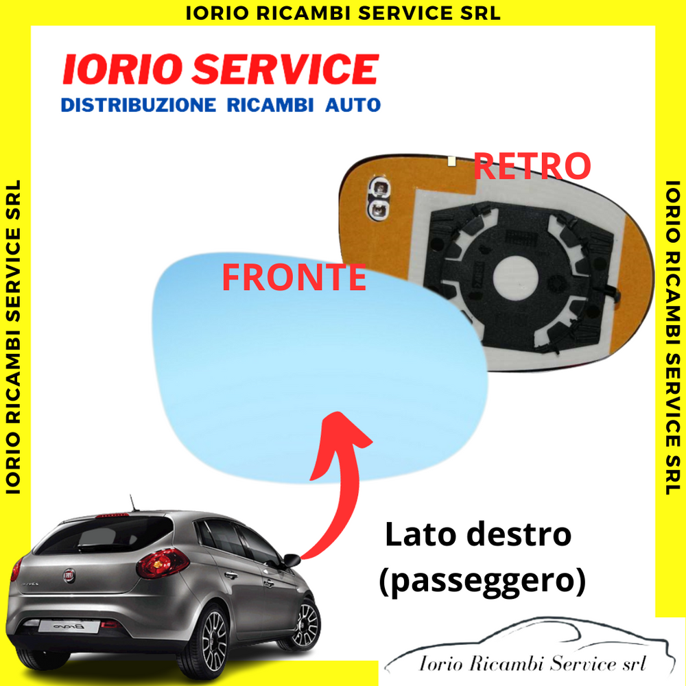 PIASTRA SPECCHIO TERMICO DESTRO DX CON VETRO COLORE AZZURRO FIAT BRAVO DAL 2007