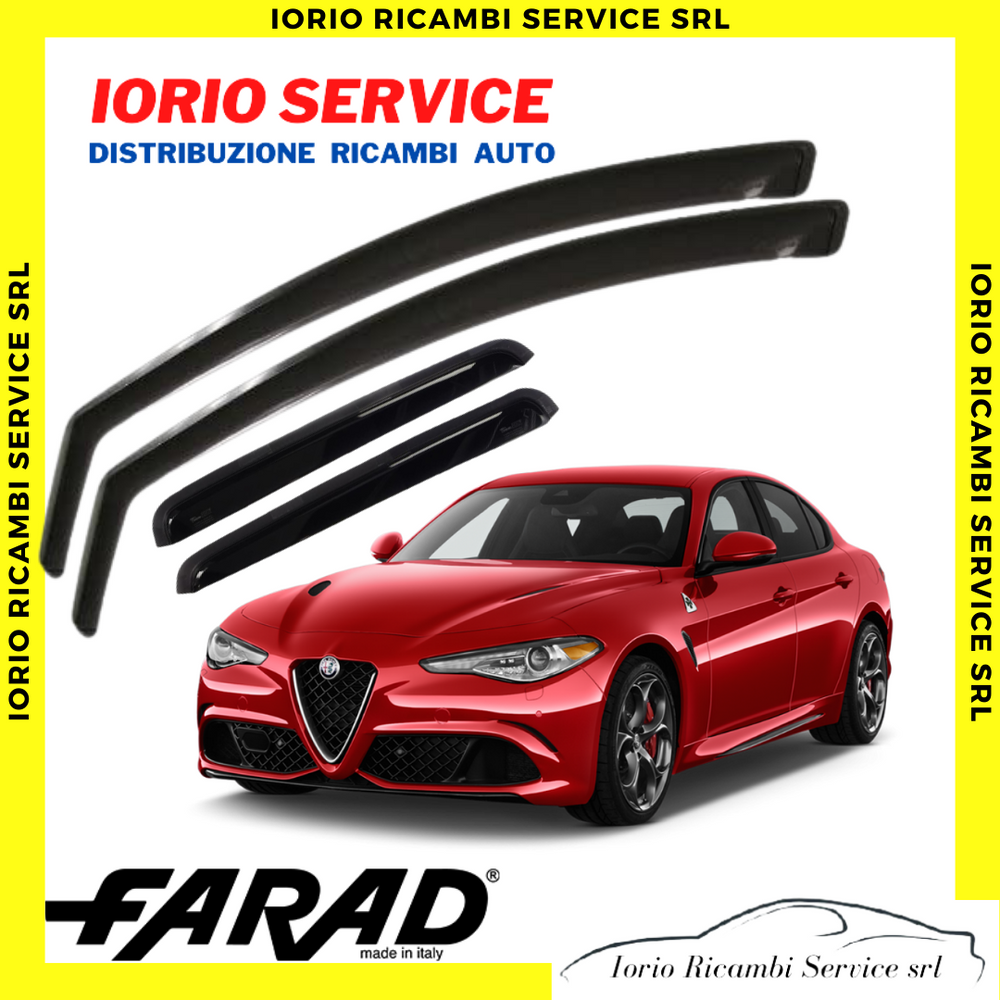 KIT SET 4 DEFLETTORI ARIA per ALFA ROMEO GIULIA FARAD fumè ANTITURBO ANTIVENTO