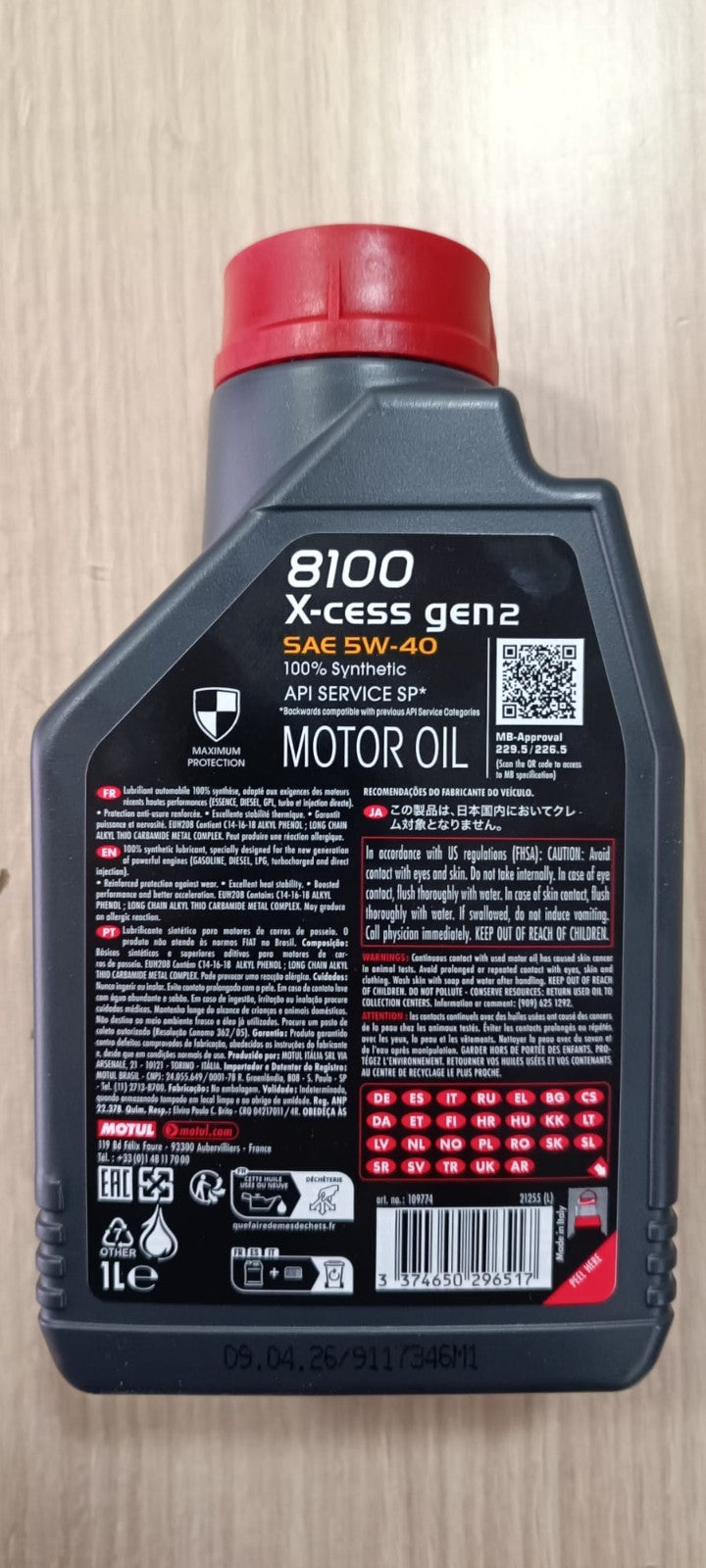 4 Litri OLIO MOTORE MOTUL 8100 X-CESS GEN2 5W40 OLIO MOTORE BMW LL-01 ACEA A3 B4