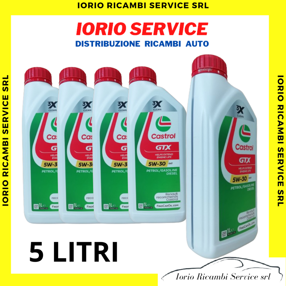5 LITRI OLIO MOTORE CASTROL GTX 5W30 RN17 HELPS EXSTEND ENGINE LIFE DIESEL A3/B4