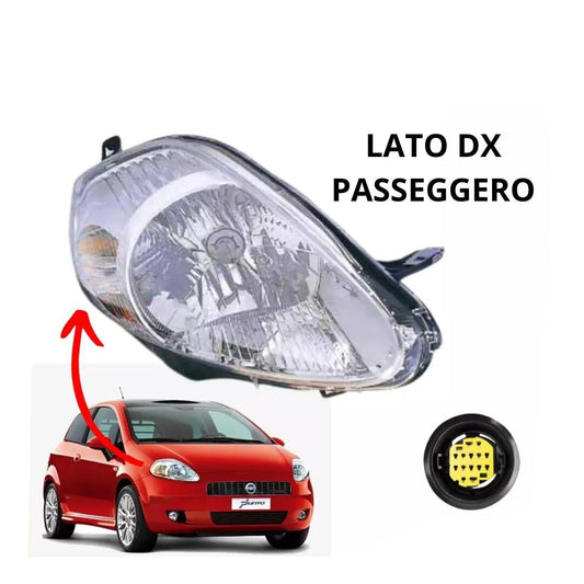 FARO ANT. DESTRO PASSEGGERO FIAT GRANDE PUNTO 2005 08 PROIETTORE FANALE H4 7PIN