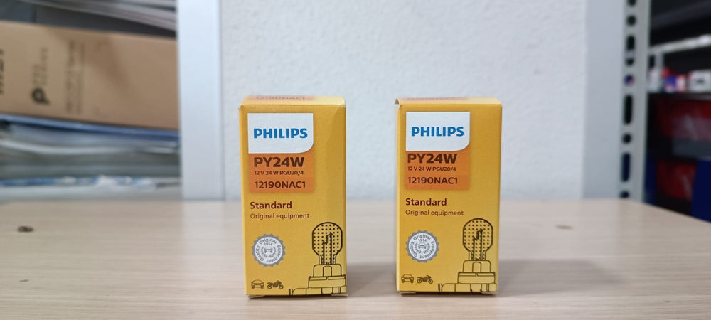 KIT 2 LAMPADINE PHILIPS PY24W SEGNALETORI DI DIREZIONE ALOGENE 12V 24W 12190NAC1
