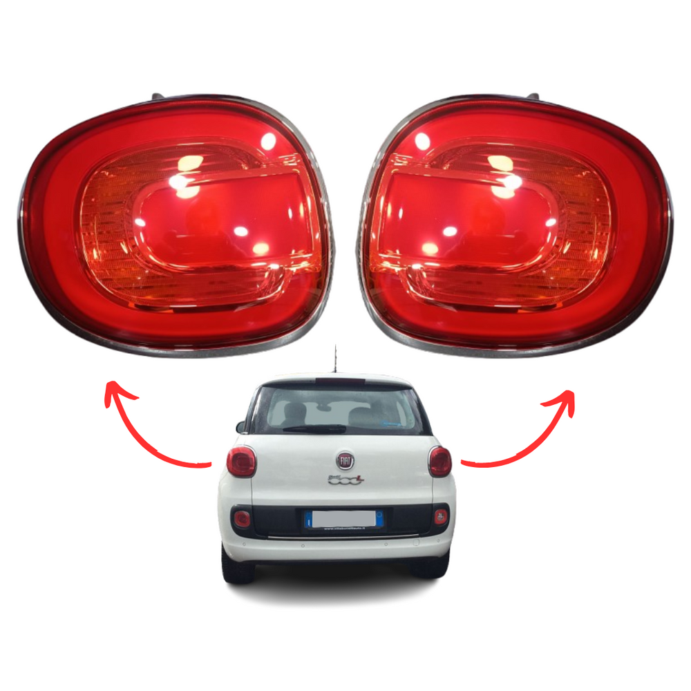 COPPIA KIT FANALI FARI POSTERIORI STOP DX+SX CORNICE CROMATA FIAT 500L DAL 2012