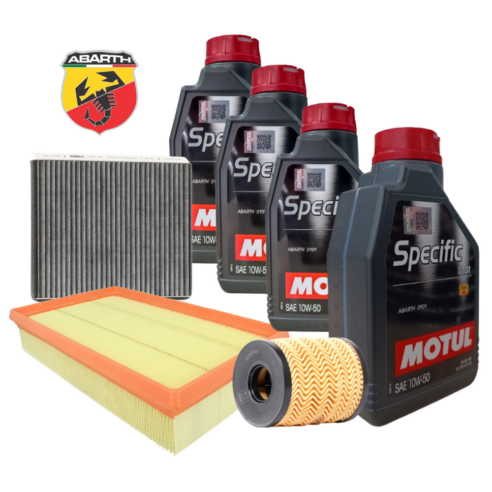 KIT TAGLIANDO 4 LITRI MOTUL 10W-50 + FILTRI ABARTH 0101 PUNTO 500 595 695 16V