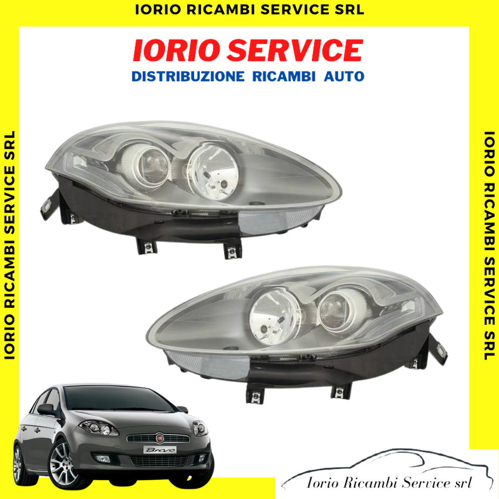 COPPIA FARI FIAT BRAVO II DAL 2010 PARABOLA GRIGIO SCURA CON MOTOTINO ELETTRICO