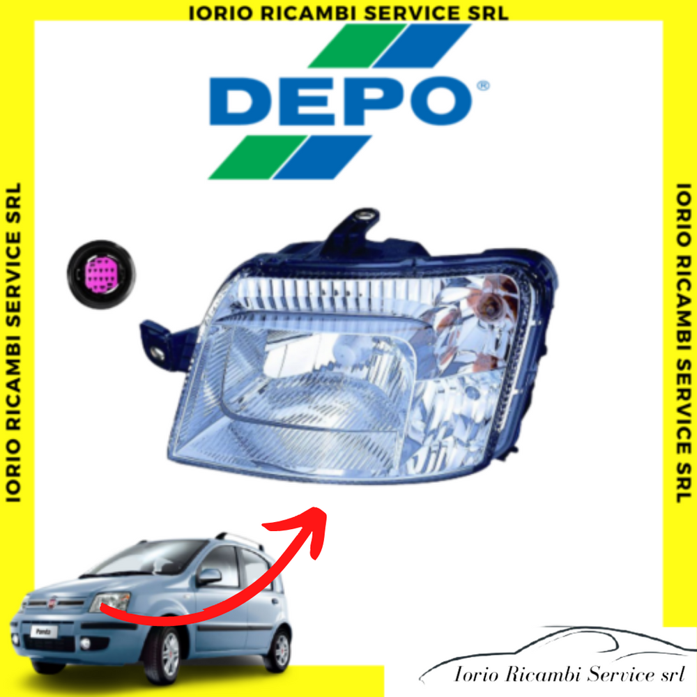 FARO FIAT PANDA 169 PROIETTORE FANALE ANTERIORE SINISTRO CONNETTOR VIOLA 2009>12