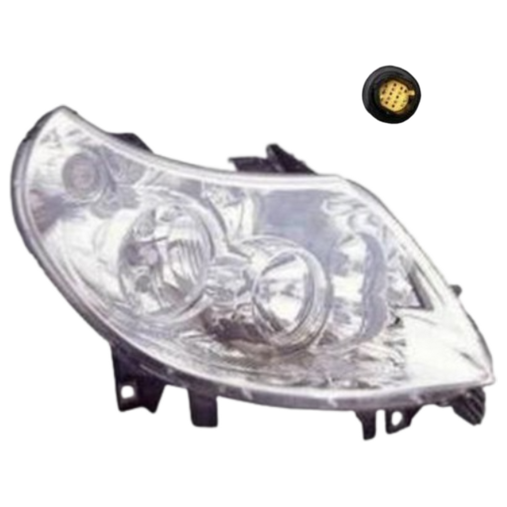 FARO DESTRO FIAT DUCATO JUMPER BOXER 2006>2010 CONNETTORE PROIETTORE GIALLO
