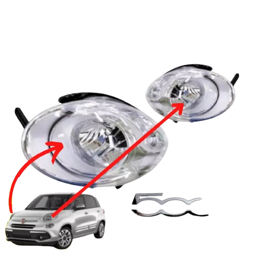 COPPIA FARI FIAT 500L >2012 SUPERIORI ANTERIORI DX SX CON MOTORE ELETTRICO