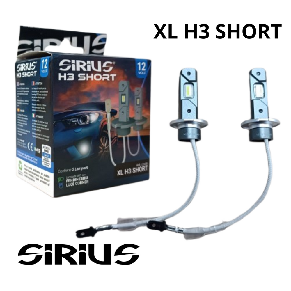 KIT 2 LAMPADE SIRIUS XL H3 SHORT auto/moto  CORTA 6300K 3600 LUMEN 12V CHIP 5530