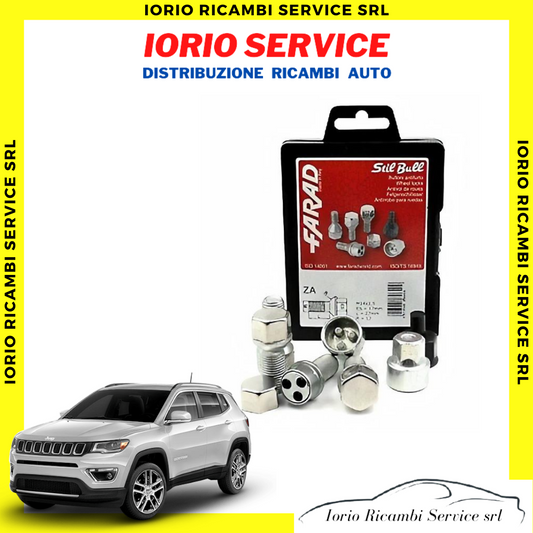 KIT 4 BULLONI ANTIFURTO AUTO per JEEP COMPASS 2017> CERCHI IN LEGA FARAD