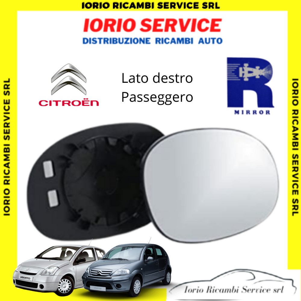 PIASTRA SPECCHIO TERMICO CON VETRO DESTRO CITROEN C2 C3 2003>2010 SPECCHIETTO