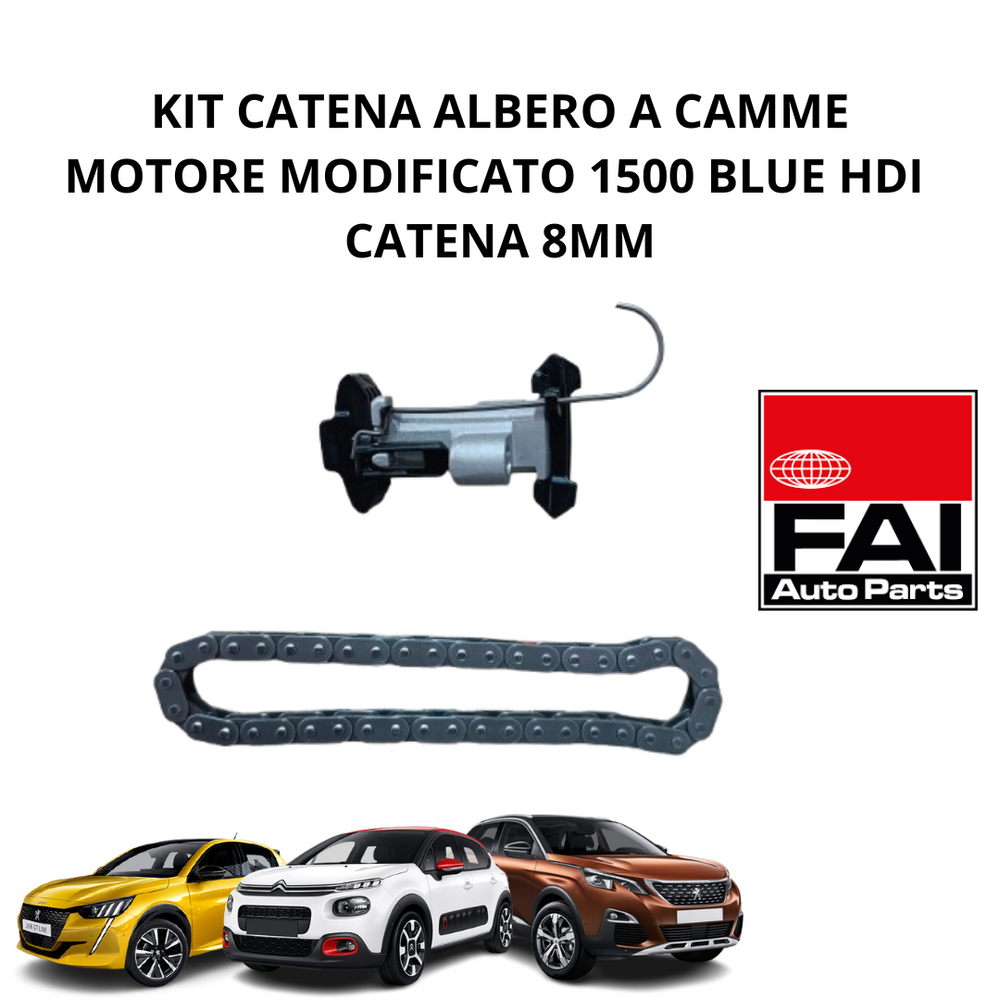 KIT CATENA ALBERO A CAMME 8MM PER C3 III/208/2008/3008/CORSA F/MOKKA 15 BLUE HDI