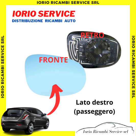 PIASTRA SPECCHIO TERMICO DESTRO DX + VETRO COLORE AZZURRO LANCIA DELTA D. 2008