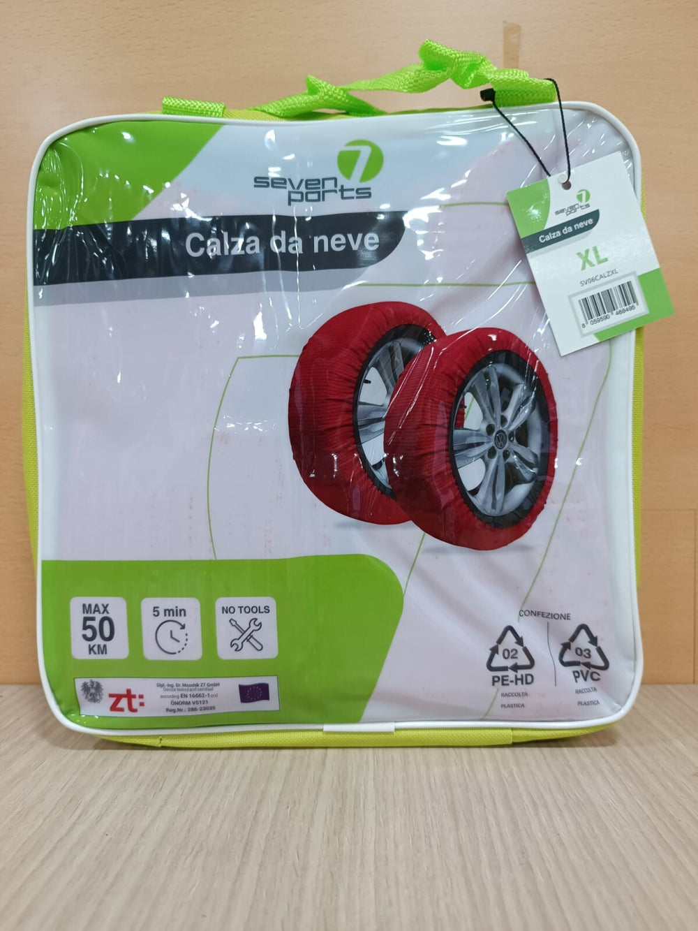CALZE DA NEVE OMOLOGATE ROSSE PER AUTO TAGLIA X LARGE (XL) MONTAGGIO RAPIDO