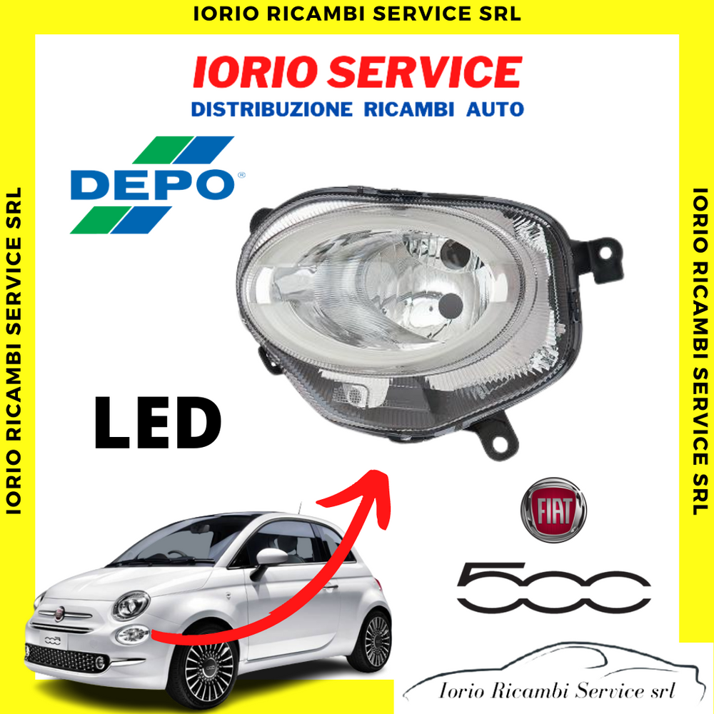 FARO FANALE INFERIORE SINISTRO LED FIAT 500 RESTYLING >2015 REGOLAZIONE MANUALE