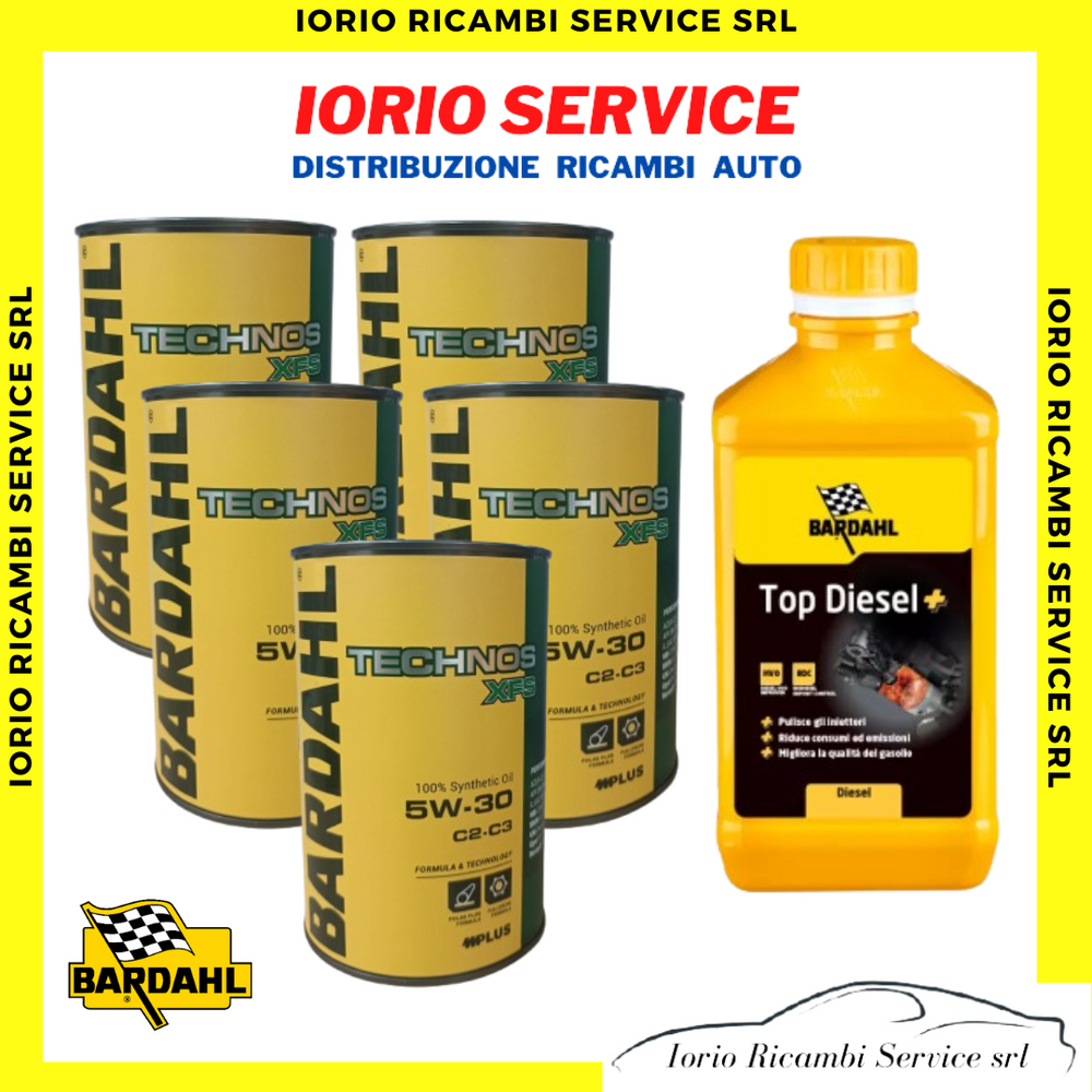 5 Litri Bardahl Technos 5W30 XFS C2 C3 Olio motore Sintetico + 1 LT TOP DIESEL +