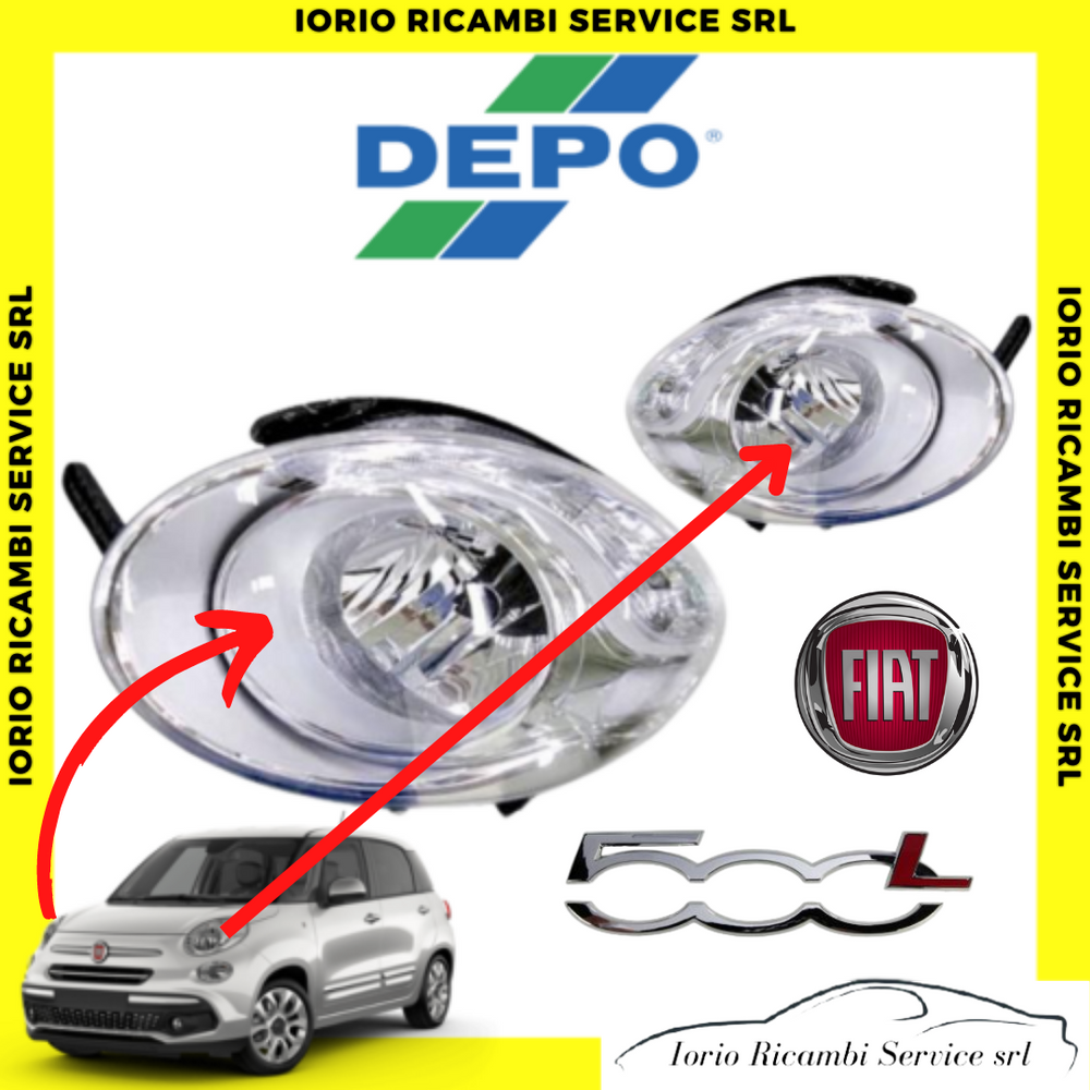 COPPIA FARI FIAT 500L >2012 SUPERIORI ANTERIORI DX SX CON MOTORE ELETTRICO