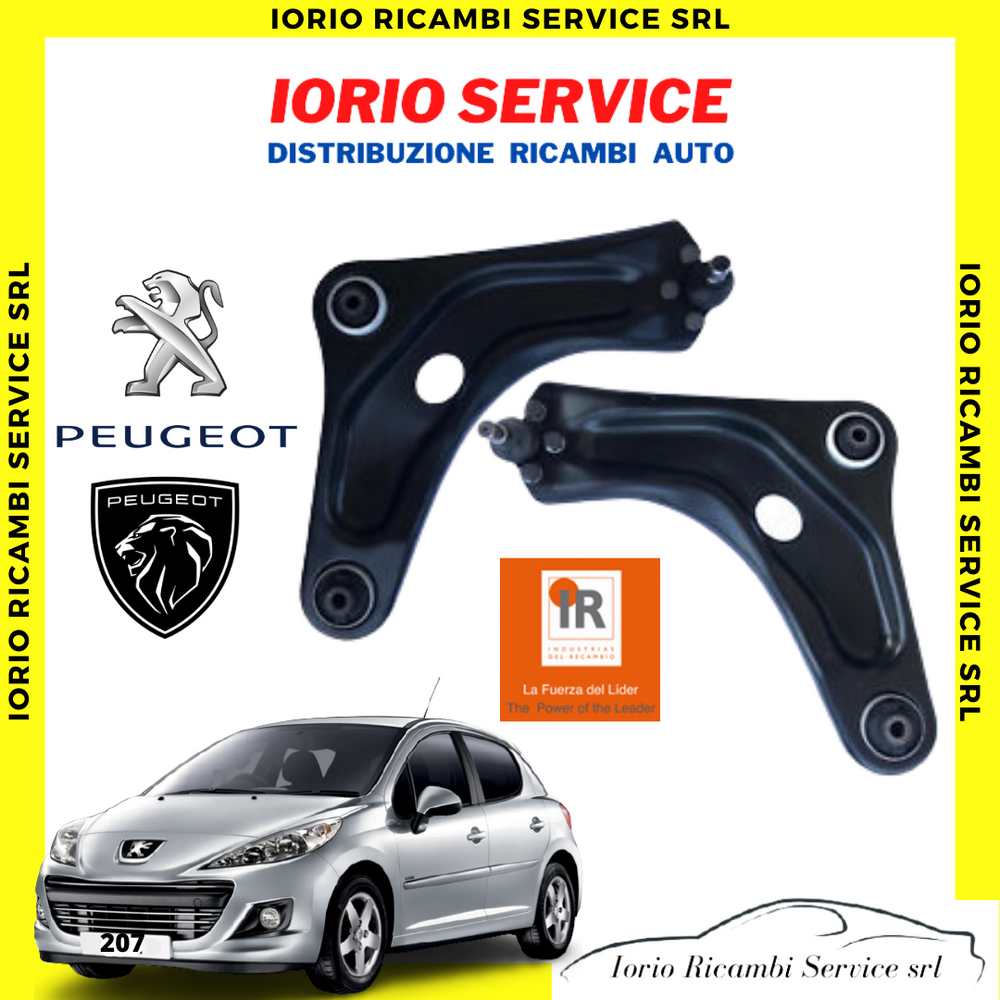 COPPIA 2 BRACCI OSCILLANTI ANTERIORI PEUGEOT 207 PRODUZIONE DAL 2006 AL 2015