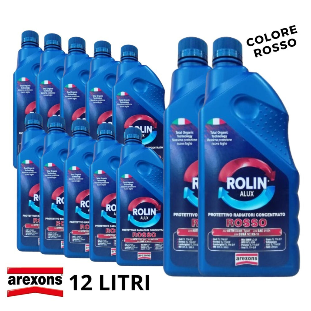 12 LITRI AREXONS LIQUIDO RADIATORE ANTIGELO PURO CONCENTRATO ROSSO ROLIN ALUX