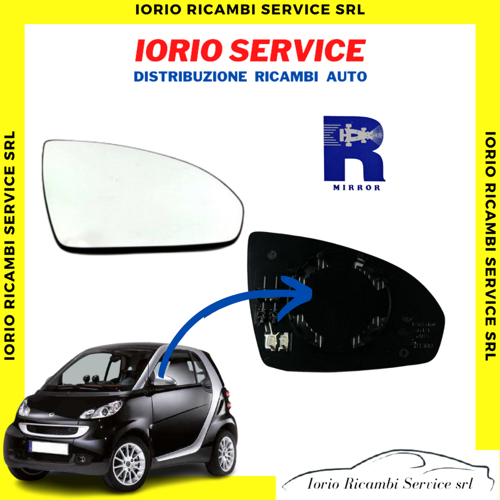 PIASTRA SPECCHIO NON TERMICA + VETRO  SINISTRO SMART FORTWO 451 2007 2013