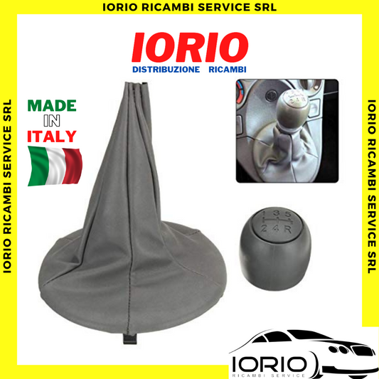 KIT CUFFIA + POMELLO LEVA CAMBIO FIAT PANDA 169 2003>2011 5 MARCE VERA PELLE