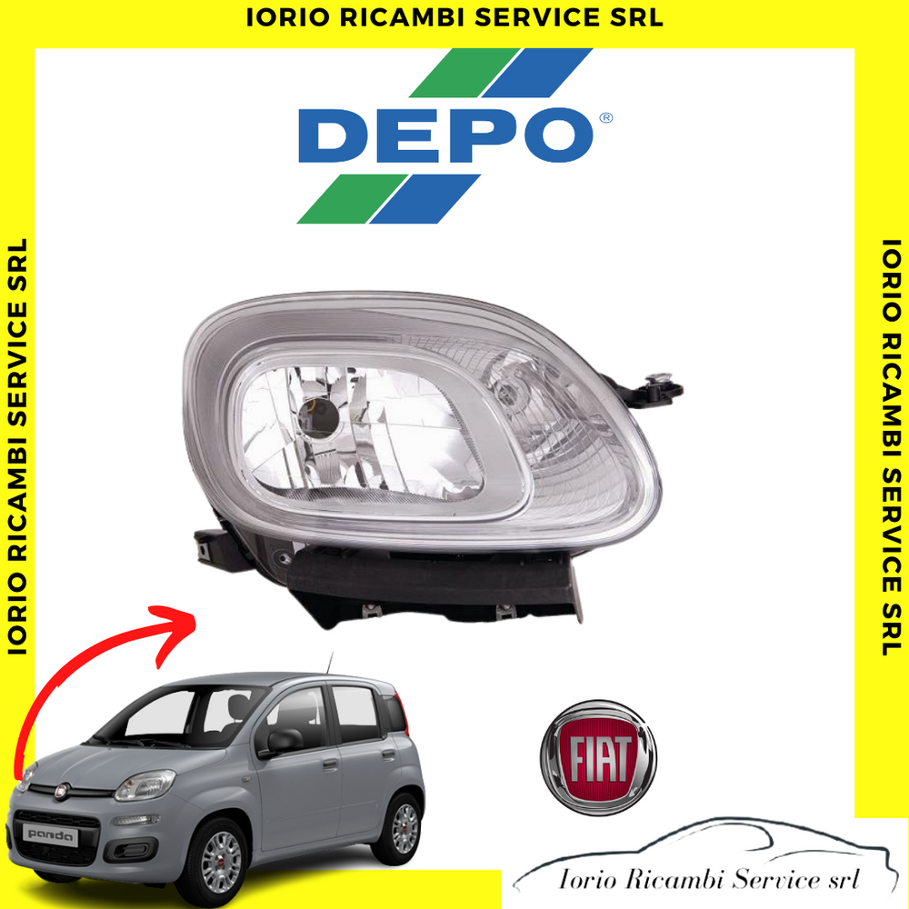 FARO PROIETTORE ANTERIORE DESTRO FIAT PANDA 312 DAL 2012 CON MOTORE ELETTRICO