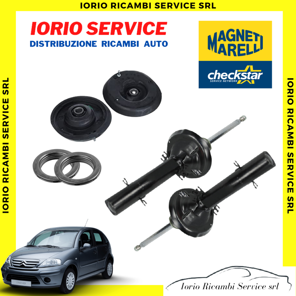KIT COPPIA AMMORTIZZATORI ANTERIORI MARELLI+ KIT SUPPORTI COMPLETI CITROEN C2 C3