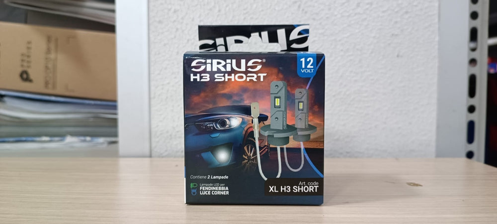 KIT 2 LAMPADE SIRIUS XL H3 SHORT auto/moto  CORTA 6300K 3600 LUMEN 12V CHIP 5530