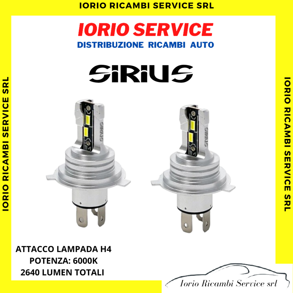 KIT 2 LAMPADE LED BIANCHE LUCE FREDDA SIRIUS H4 JUNIOR 12V 6000K 2640 LUMEN