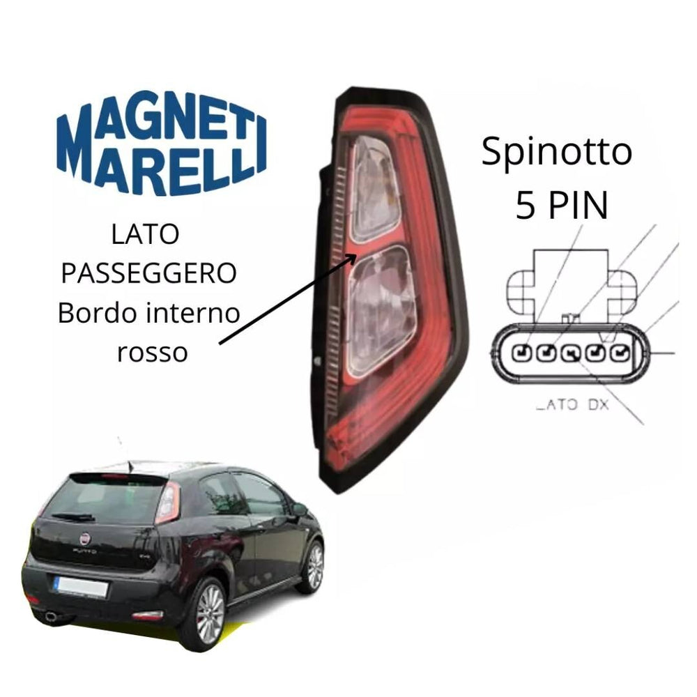 FARO FANALE STOP POSTERIORE LED 5 PIN DESTRO DX PUNTO EVO BORDO INTERNO ROSSO