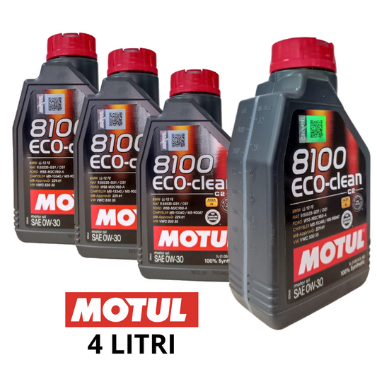 4 LITRI MOTUL 8100 ECO-CLEAN 0W30 ACEA C2 OLIO MOTORE 100% SINTETICO
