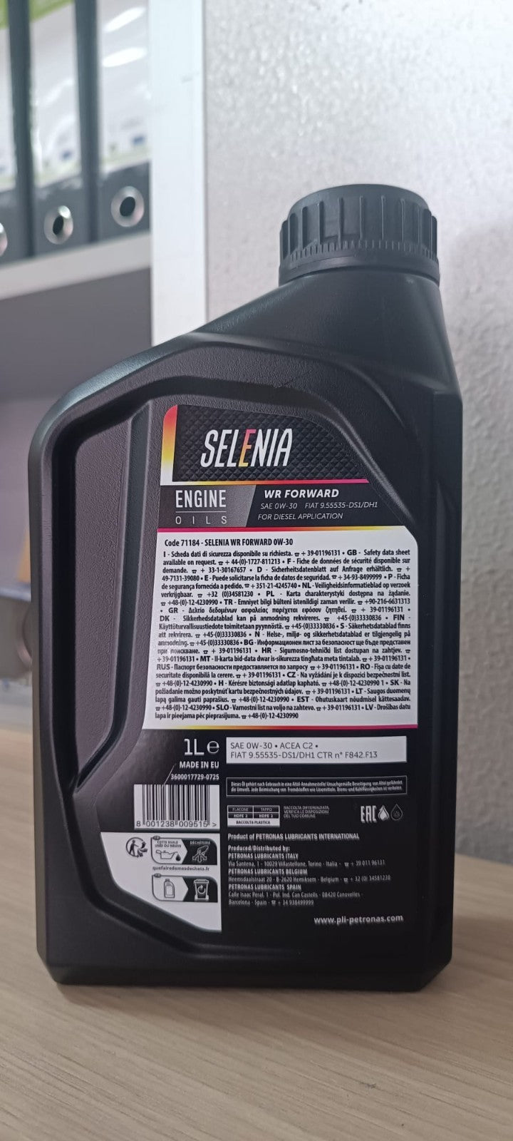 4 LITRI SELENIA OLIO MOTORE WR FORWARD 0W30 C2 FIAT 9.55535-SD1 DIESEL E5 E6