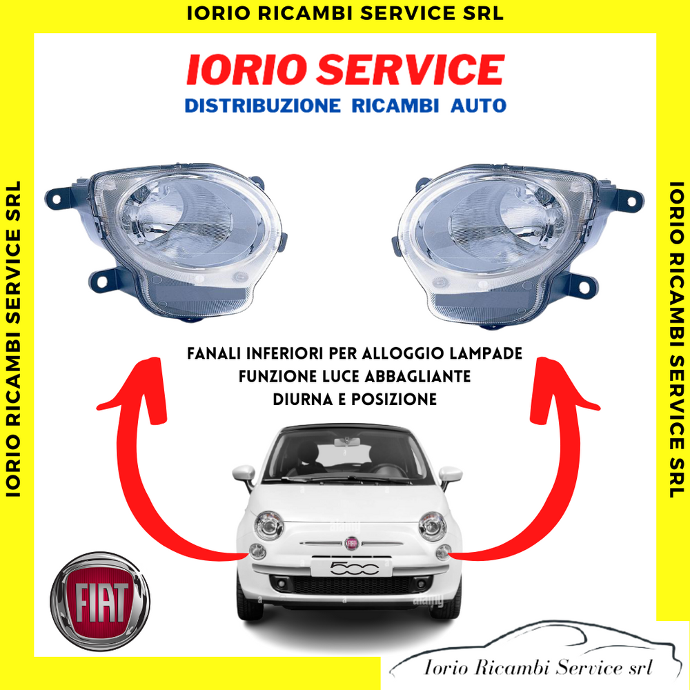 COPPIA FANALI INFERIORI FIAT 500 3 PORTE 2007>2015 ABBAGLIANTE DIURNA POSIZIONE