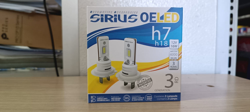 KIT 2 LAMPADE SIRIUS H7 H18 DIMENSIONI ORIGINALI 6000K ICE WHITE NO ADATTATORI
