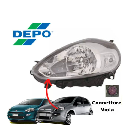 FARO FIAT PUNTO EVO >2009 PUNTO 199 ANTERIORE SINISTRO PARABOLA CROMO CONN.VIOLA