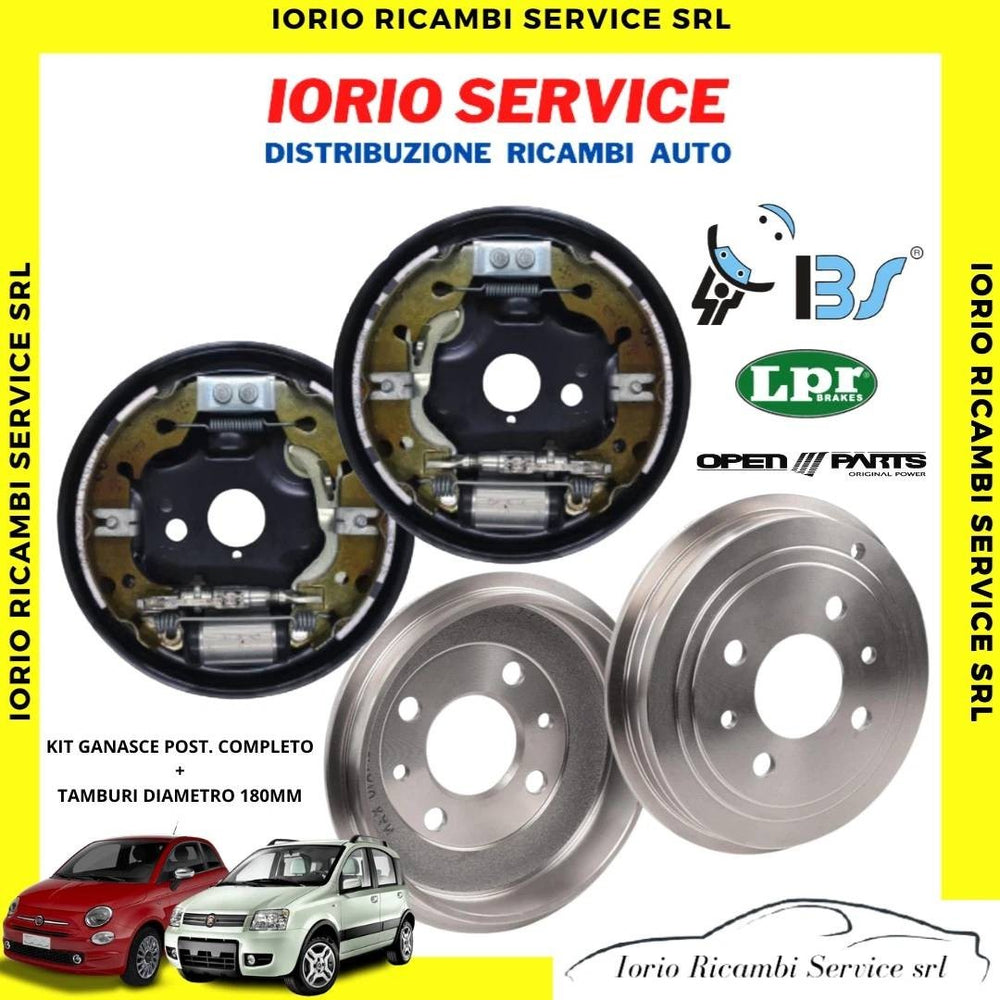 KIT GANASCE FRENI POSTERIORI COMPLETI CON TAMBURI 180 MM FIAT PANDA 169 500 +ABS