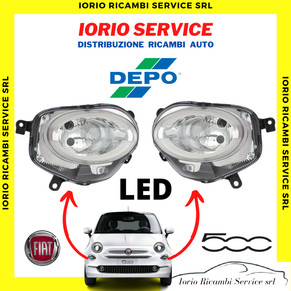 2 FARI FANALI INFERIORI LED DX SX FIAT 500 RESTYLING >2015 REGOLAZIONE MANUALE