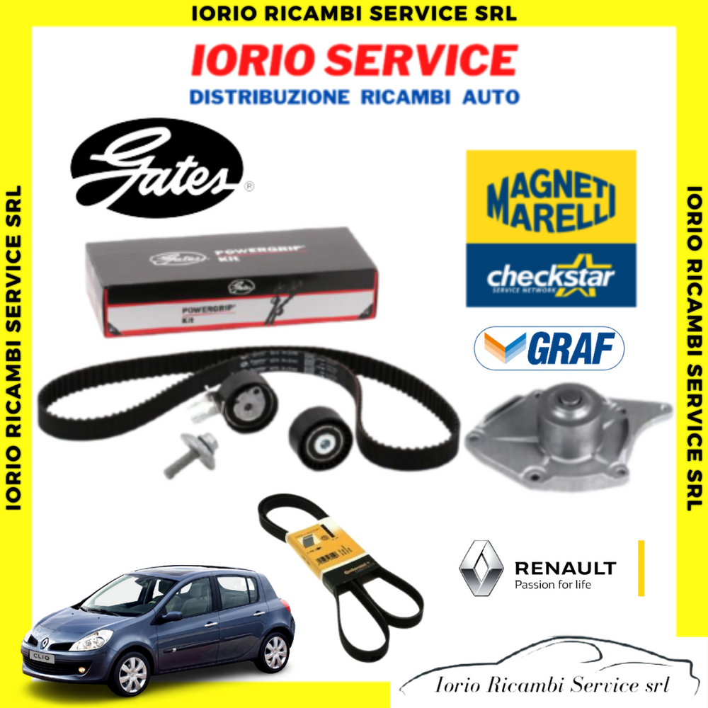 KIT DISTRIBUZIONE GATES + POMPA ACQUA + CINGHIA PV CLIO SCENIC QASHQAI 1500 DCi