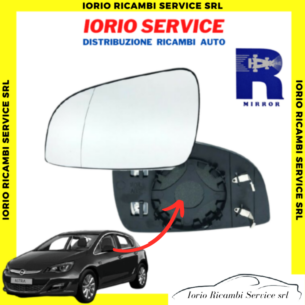 PIASTRA SPECCHIO CON VETRO TERMICO SINISTRO OPEL ASTRA J  2009>2015 SPECCHIETTO