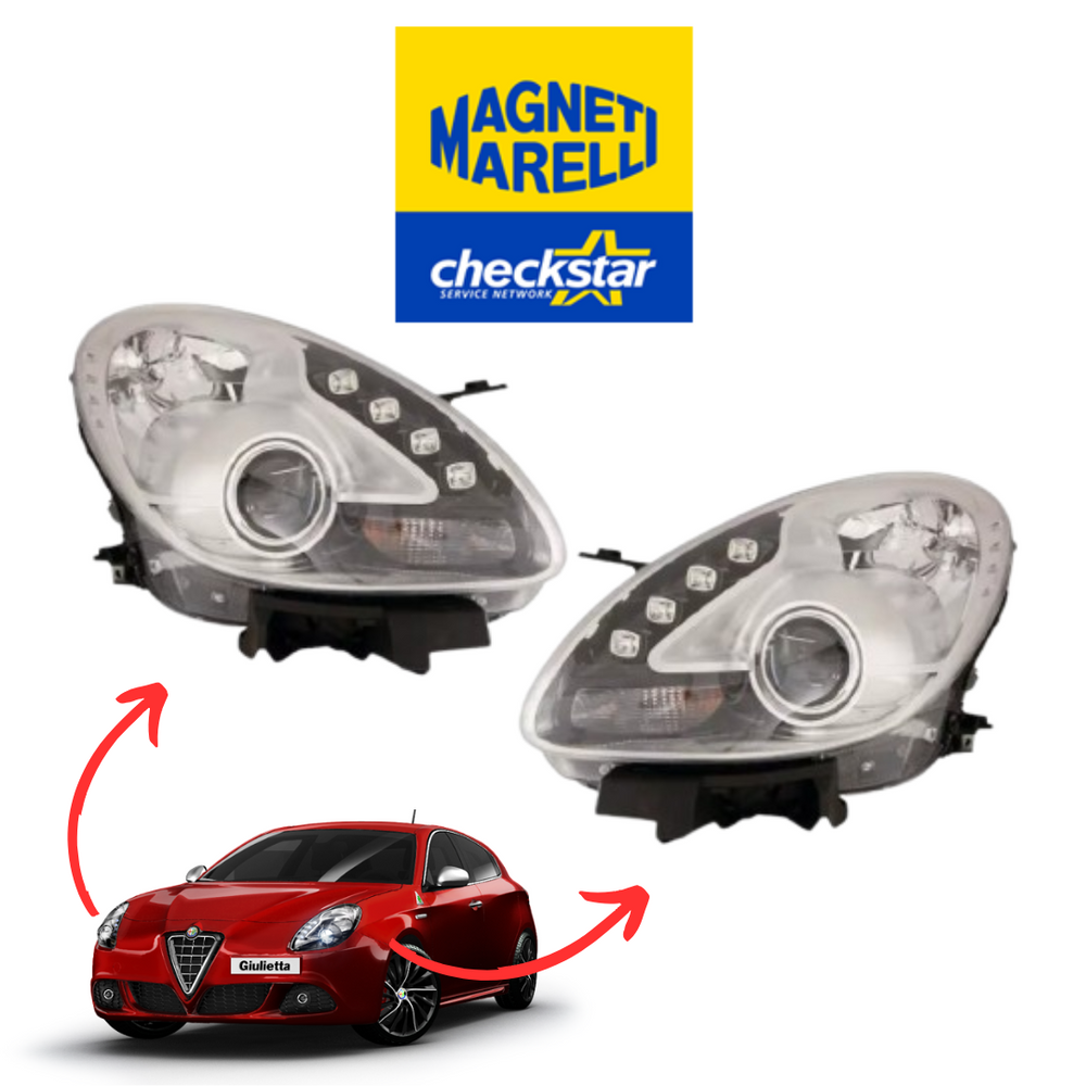 COPPIA FARI MARELLI GIULIETTA PARABOLA CROMATA 2010  FANALI PROIETTORI SX DX
