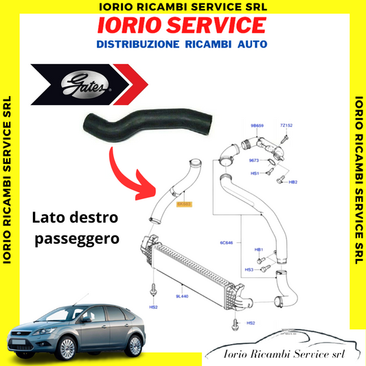 MANICOTTO INTERCOOLER DX TURBINA FORD FOCUS II 16 TDCI C-MAX ASPIRAZIONE 1525112