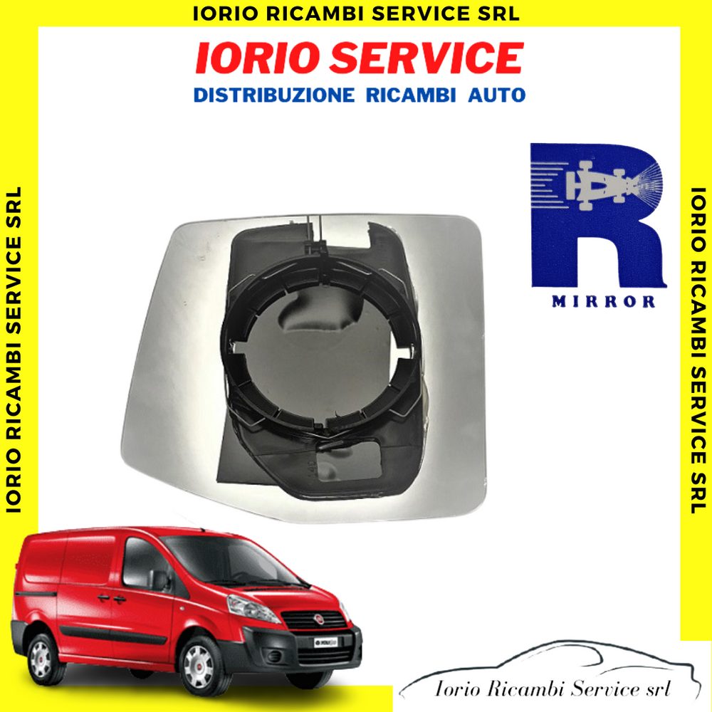 PIASTRA SPECCHIO CURVO SINISTRO CON VETRO FIAT SCUDO 1995>2007 SPECCHIETTO