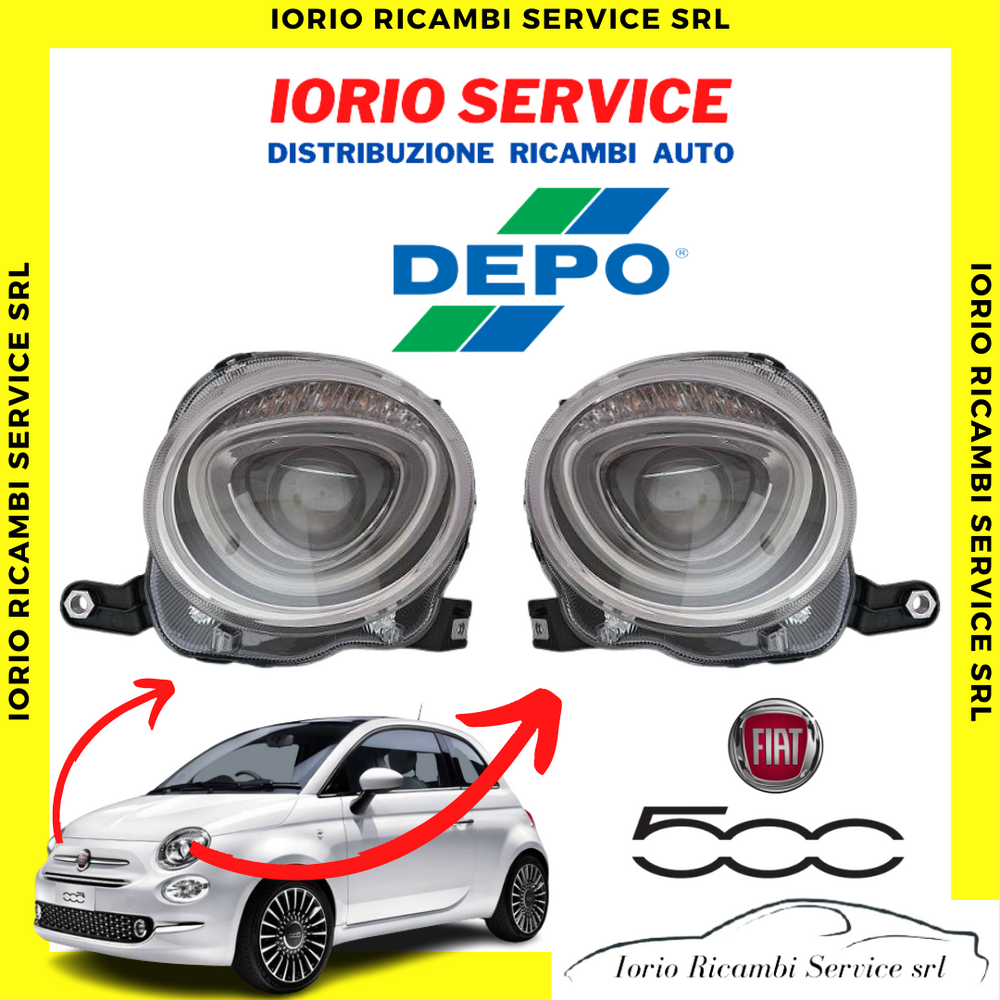 2 FARI FANALI PROIETTORI ANTERIORI SUPERIORI DX SX FIAT 500 RESTYLING DAL 2015