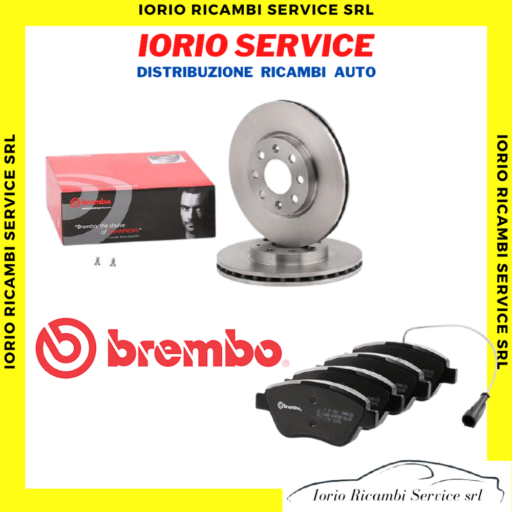KIT DISCHI FRENO NON VENT. + PASTIGLIE BREMBO FIAT GRANDE PUNTO 1.2 1.4 BENZINA